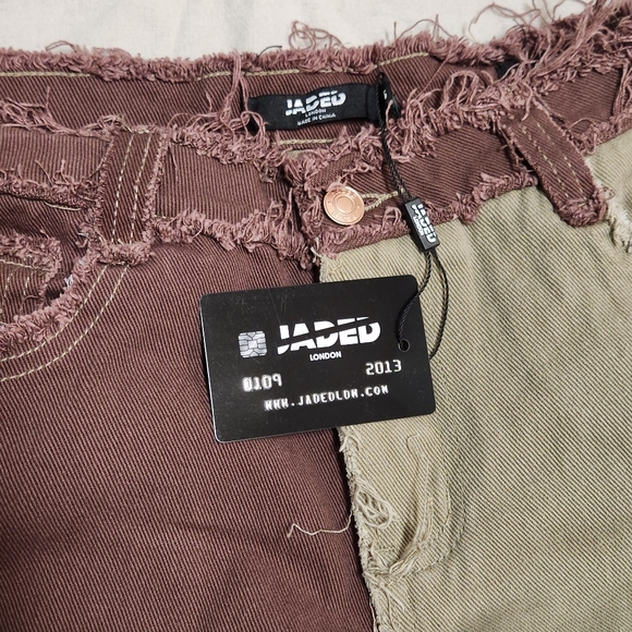 NWT Jaded London Brown Patchwork Denim Jeans - Picture 8 of 9
